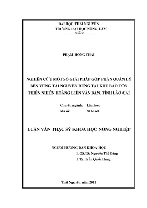 Giải pháp quản lý bền vững tài nguyên rừng tại khu bảo 