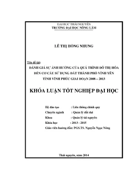 Đánh Giá Ảnh Hưởng Đô Thị Hóa Đến Sử Dụng Đất Tại Vĩnh