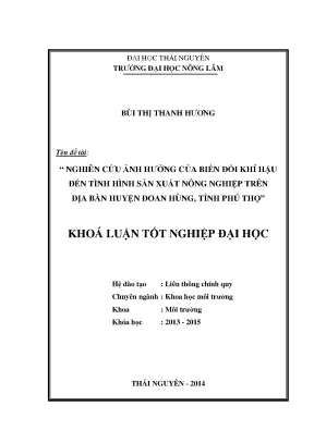 Ảnh hưởng của biến đổi khí hậu đến sản xuất nông nghiệp