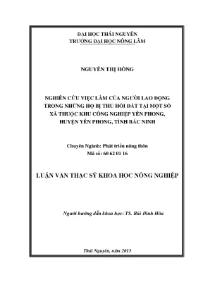 Nghiên cứu việc làm của người lao động sau thu hồi đất