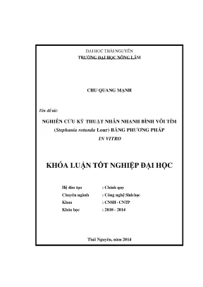 Nghiên cứu kỹ thuật nhân nhanh bình vôi tím Stephania