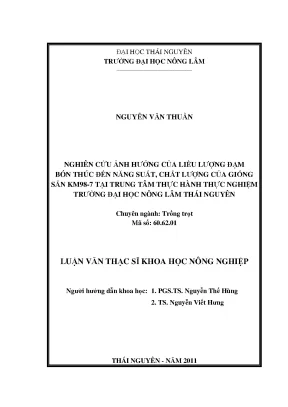 Ảnh hưởng của liều lượng đạm bón thúc đến năng suất