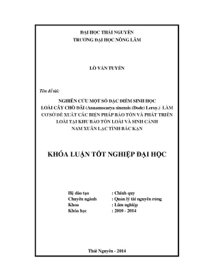 Nghiên cứu đặc điểm sinh học cây chò đãi và biện pháp