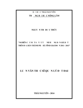 Luận văn thạc sĩ nghiên cứu một số yếu tố ảnh hưởng đến giá đất ở trên địa bàn thành phố hà tính giai đoạn 2011 2013
