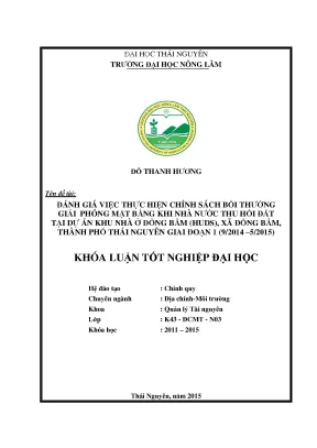 Đánh Giá Chính Sách Bồi Thường Giải Phóng Mặt Bằng Tại