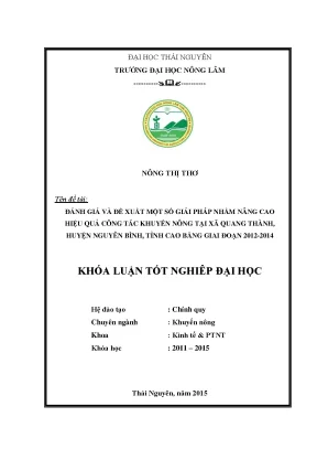 Giải pháp nâng cao hiệu quả khuyến nông tại xã Quang