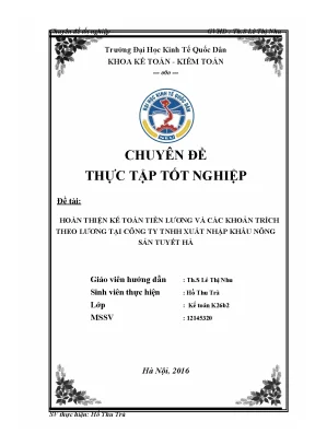 Hoàn thiện kế toán tiền lương và trích theo lương tại