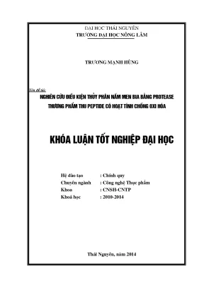 Nghiên cứu thủy phân nấm men bia bằng protease để thu