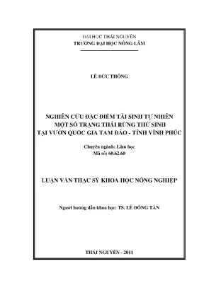 Nghiên cứu tái sinh tự nhiên rừng thứ sinh tại Vườn Quốc