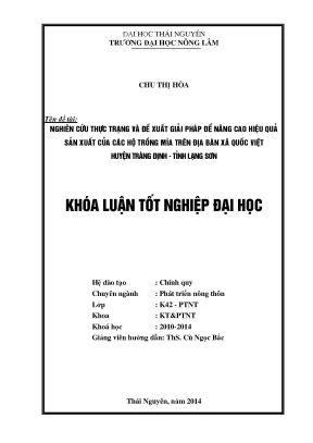 Giải pháp nâng cao hiệu quả sản xuất mía tại xã Quốc