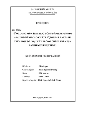 Nâng cao chất lượng đất bạc màu bằng mùn sinh học tại