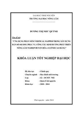 Ứng Dụng Phần Mềm Vertical Mapper Xây Dựng Bản Đồ Độ Dốc
