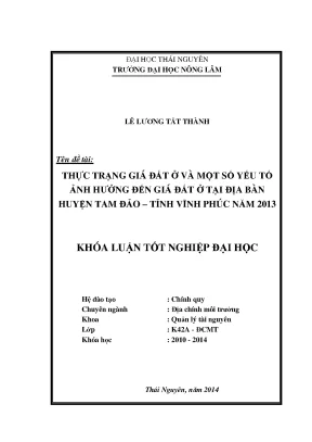 Giá đất ở huyện Tam Đảo, Vĩnh Phúc: Thực trạng và yếu tố