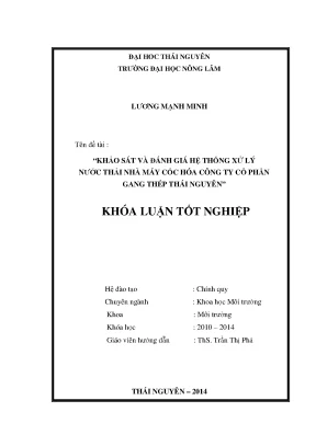Khảo Sát & Đánh Giá Hệ Thống Xử Lý Nước Thải Nhà Máy Cốc