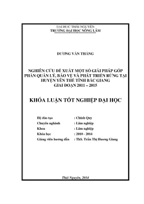 Giải pháp quản lý, bảo vệ và phát triển rừng tại Yên