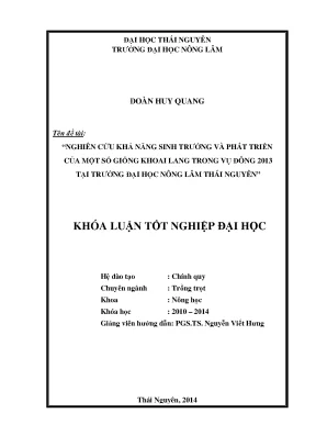 Nghiên cứu khả năng sinh trưởng và phát triển của giống