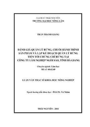 Luận Văn Thạc Sĩ: Quản Lý Rừng & Chứng Chỉ Rừng Tại Công