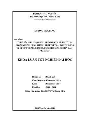 Luận Văn Thạc Sĩ: Theo Dõi Sinh Trưởng Bê HF Từ Sơ Sinh