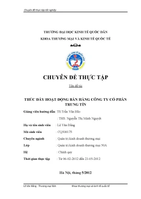 Nghiên cứu hoạt động bán hàng tại Công ty Cổ phần Trung Tín