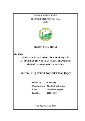 Đánh Giá Kết Quả Chuyển Quyền Sử Dụng Đất Tại Huyện