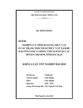 Nghiên cứu đa dạng thực vật tại KBT Nam Xuân Lạc, Chợ