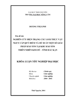Bảo tồn thực vật nguy cấp tại khu bảo tồn thiên nhiên