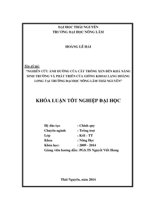 Ảnh hưởng của cây trồng xen đến sự phát triển giống
