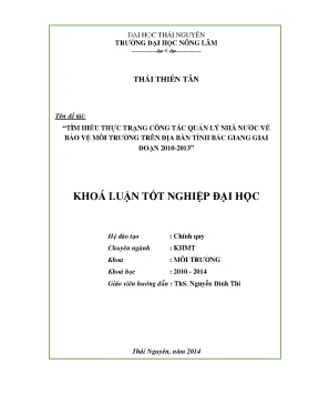 Thực trạng quản lý nhà nước về bảo vệ môi trường tại Bắc 