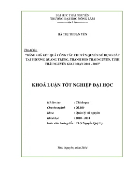 Đánh giá kết quả chuyển quyền sử dụng đất tại phường