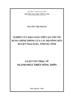 Nghiên cứu khả năng tiếp cận vốn tín dụng chính thống