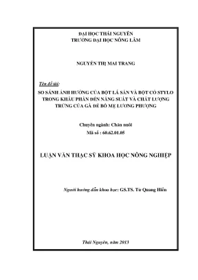 So sánh ảnh hưởng của bột lá sắn và bột cỏ stylo đến