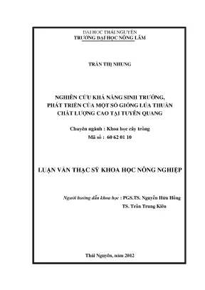 Nghiên cứu khả năng sinh trưởng của giống lúa thuần chất