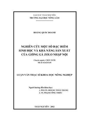 Nghiên cứu đặc điểm sinh học và năng suất giống gà Zolo