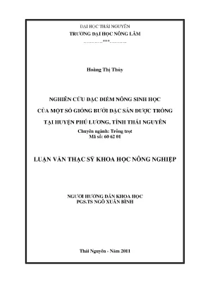 Nghiên cứu đặc điểm nông sinh học các giống bưởi đặc sản
