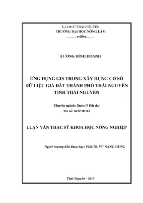 Ứng Dụng GIS Xây Dựng Cơ Sở Dữ Liệu Giá Đất Tại Thái Nguyên