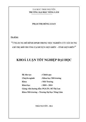 Ứng Dụng Mô Hình DPSIR Trong Nghiên Cứu Xây Dựng Chỉ Thị