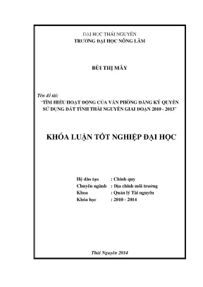 Luận Văn Thạc Sĩ: Hoạt Động Văn Phòng Đăng Ký Quyền Sử