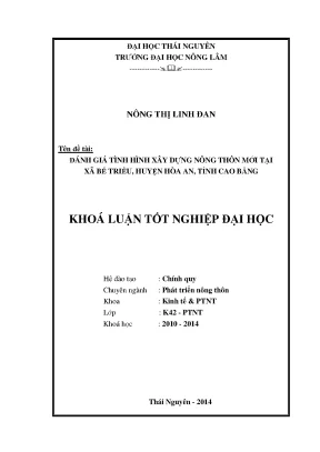 Đánh giá tình hình xây dựng nông thôn mới tại xã Bế