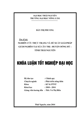 Nghiên cứu thực trạng và giải pháp giảm nghèo tại xã Cây