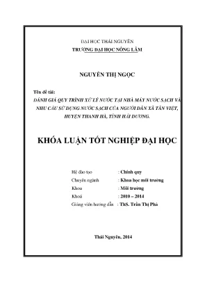 Đánh Giá Quy Trình Xử Lý Nước Và Nhu Cầu Sử Dụng Nước