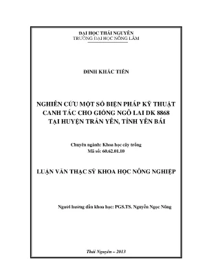 Nghiên cứu biện pháp kỹ thuật canh tác giống ngô lai DK