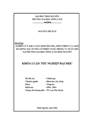 Nghiên cứu khả năng sinh trưởng của giống đậu tương