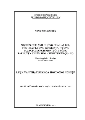 Nghiên cứu ảnh hưởng lập địa đến chất lượng gỗ keo tai