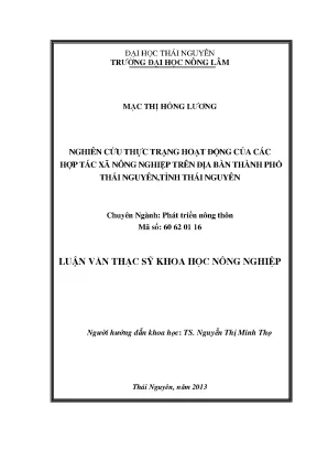 Nghiên cứu thực trạng hoạt động hợp tác xã nông nghiệp