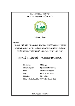 Đánh Giá Kết Quả Bồi Thường Giải Phóng Mặt Bằng Dự Án