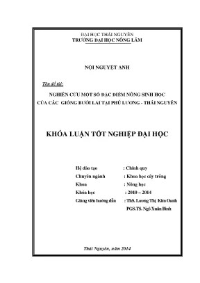 Nghiên cứu đặc điểm nông sinh học giống bưởi lai tại Phú