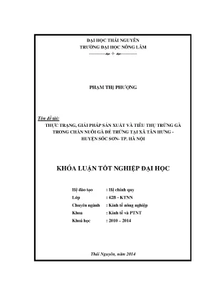 Thực Trạng Và Giải Pháp Sản Xuất, Tiêu Thụ Trứng Gà Tại