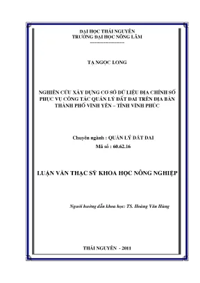 Xây dựng cơ sở dữ liệu địa chính số cho quản lý đất đai