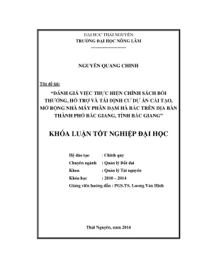 Đánh giá chính sách bồi thường và tái định cư dự án cải