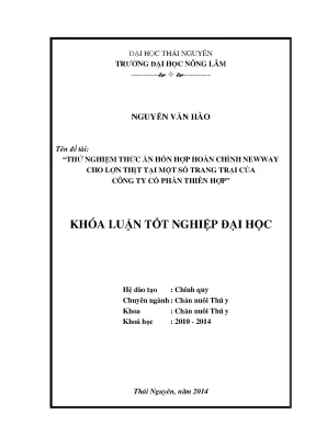 Thử Nghiệm Thức Ăn Hỗn Hợp Newway Cho Lợn Thịt Tại Công